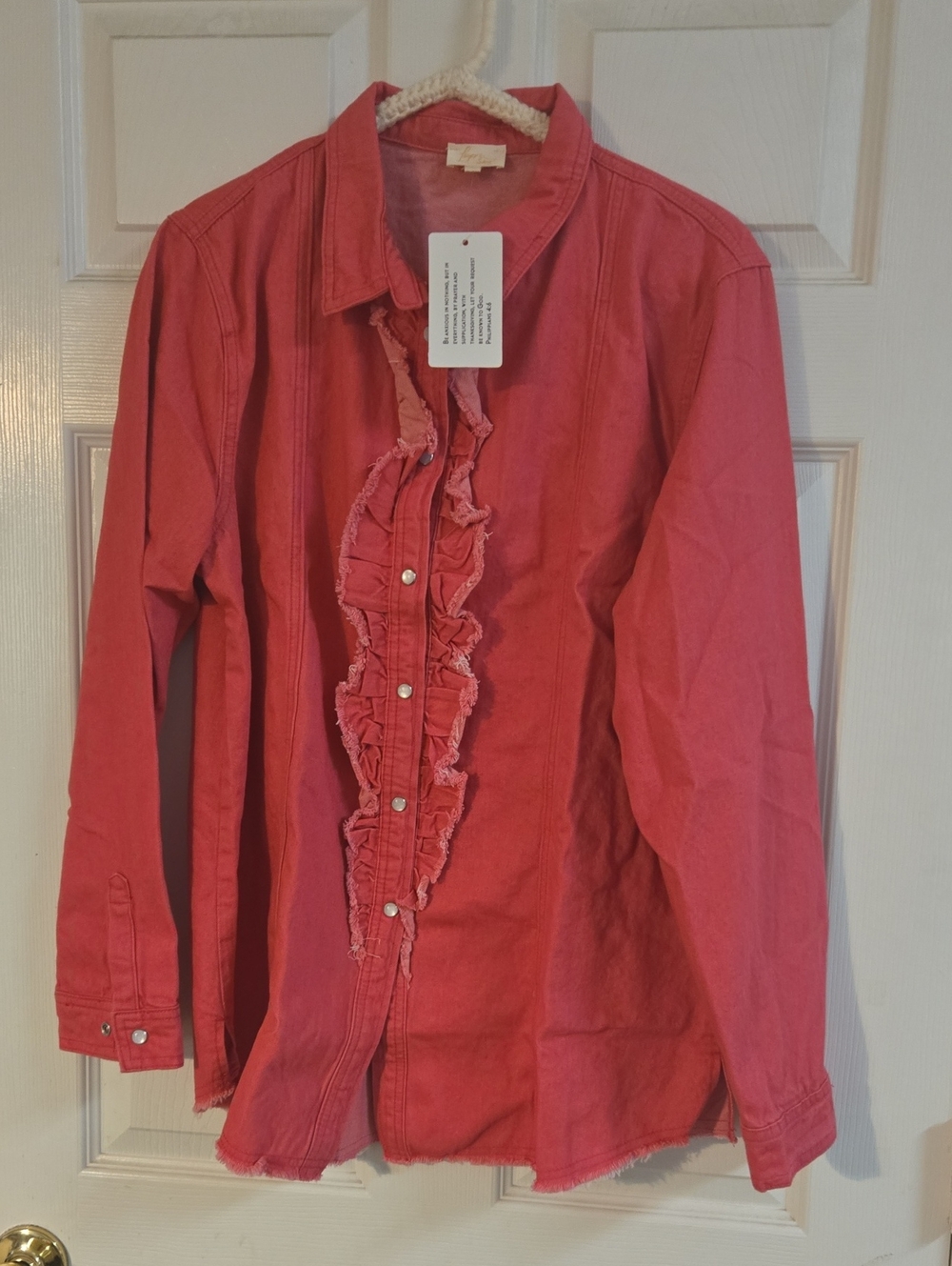 Women's Coral Ruffle Button-Down Shirt